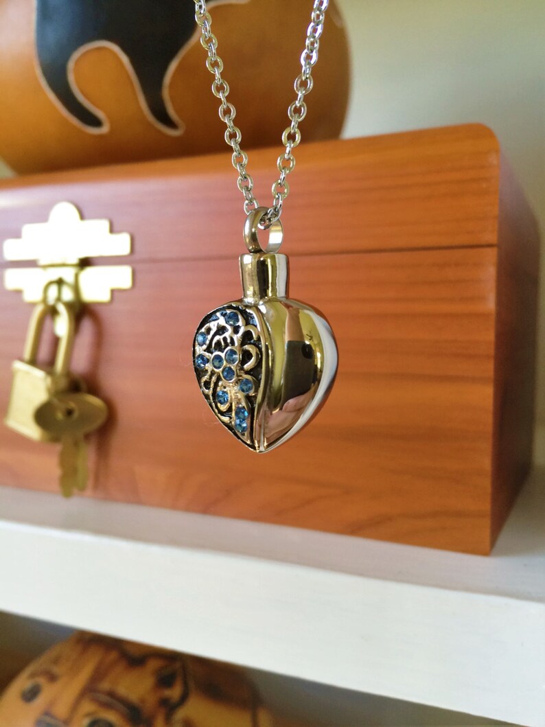 Cremation Jewelry Stainless Steel & Black Enamel With Blue Etsy