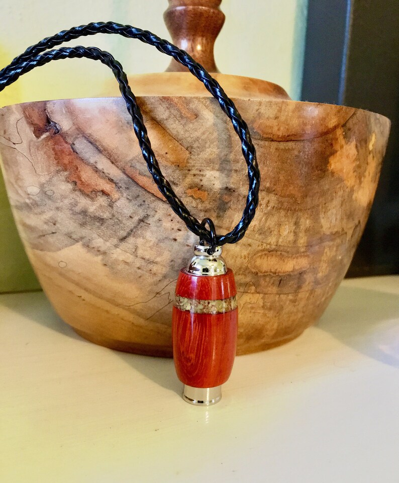 Custom Cremation Jewelry Stainless Steel and Padauk With Olive Etsy