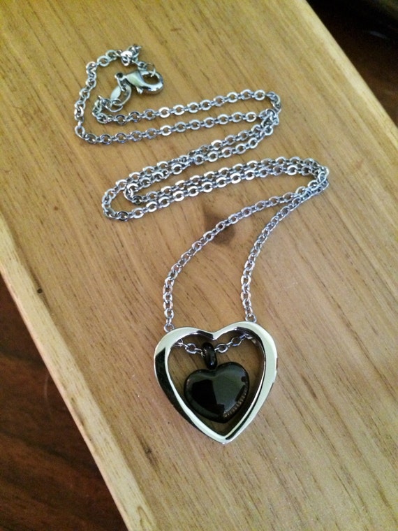 Heart Within Heart Cremation Jewelry: Stainless Steel Urn Necklace