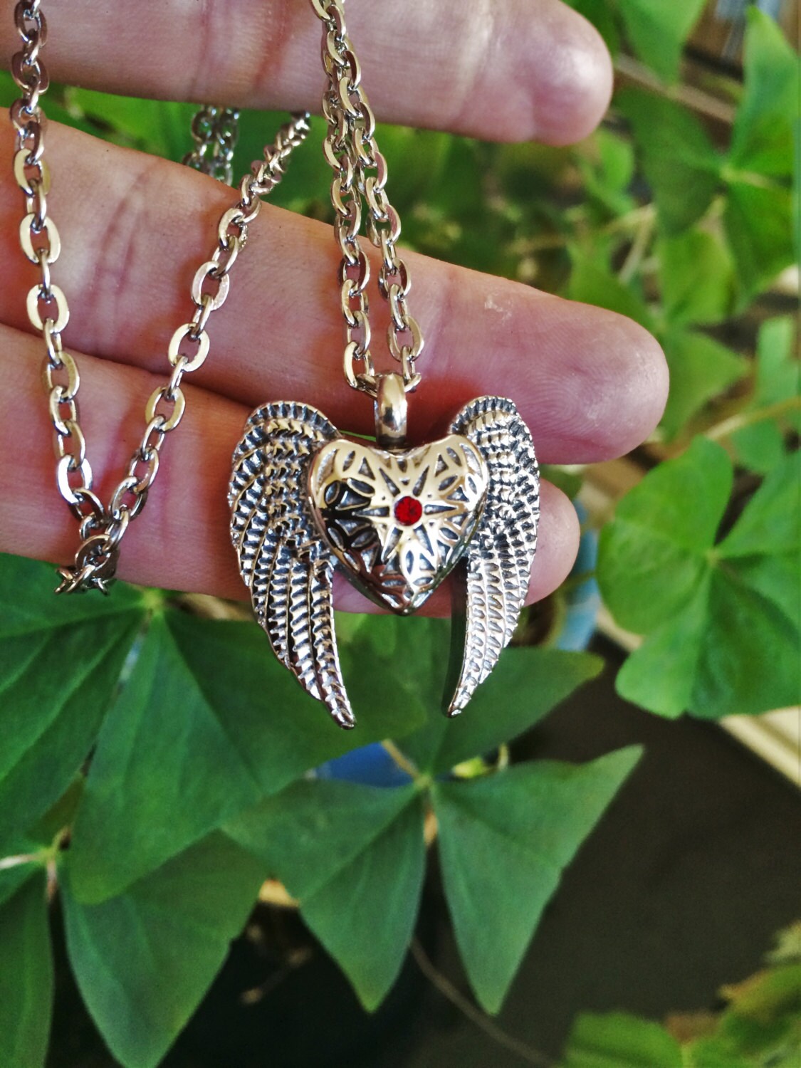 Angel Wing Cremation Necklace - Stainless Steel Memorial Urn Pendant For Ashes Or Hair - View #9