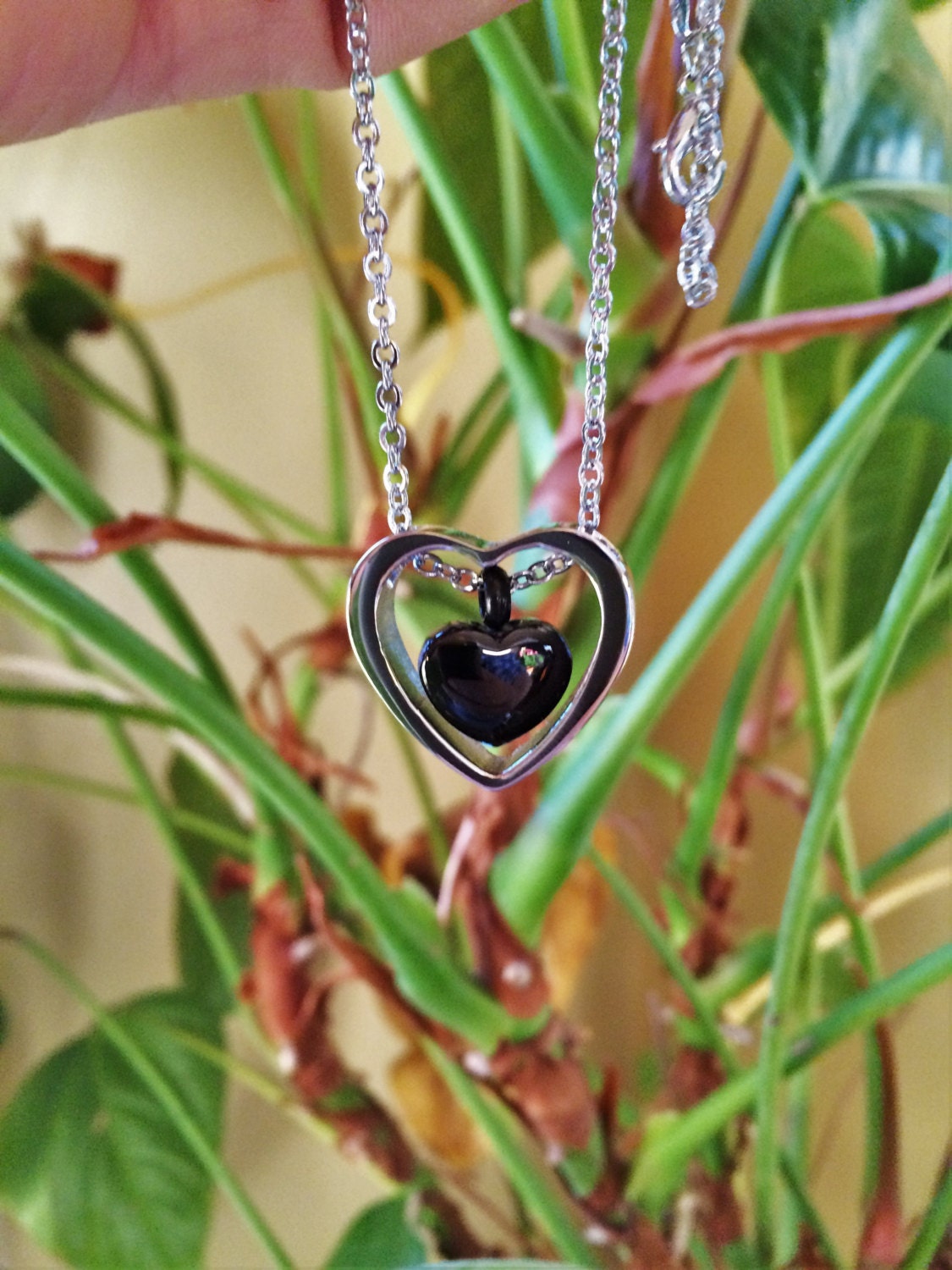 Silver & Black Stainless Steel heart Within a - Etsy