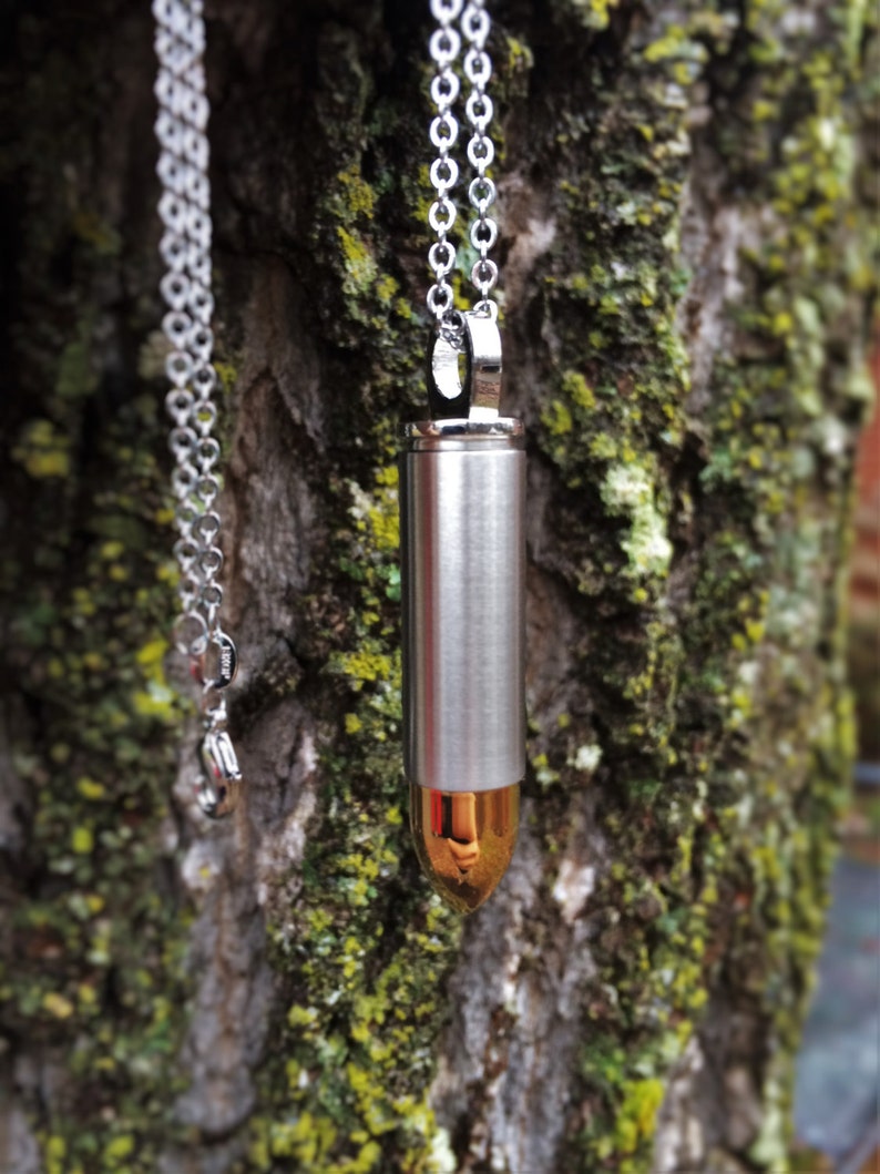 Silver & Gold Stainless Steel Bullet Cremation Pendant Ashes - Etsy