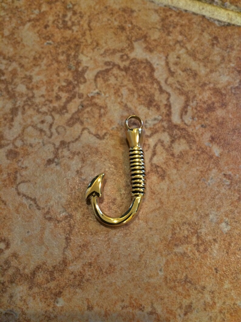 Gold Stainless Steel Fish Hook Cremation Pendant Cremation Etsy