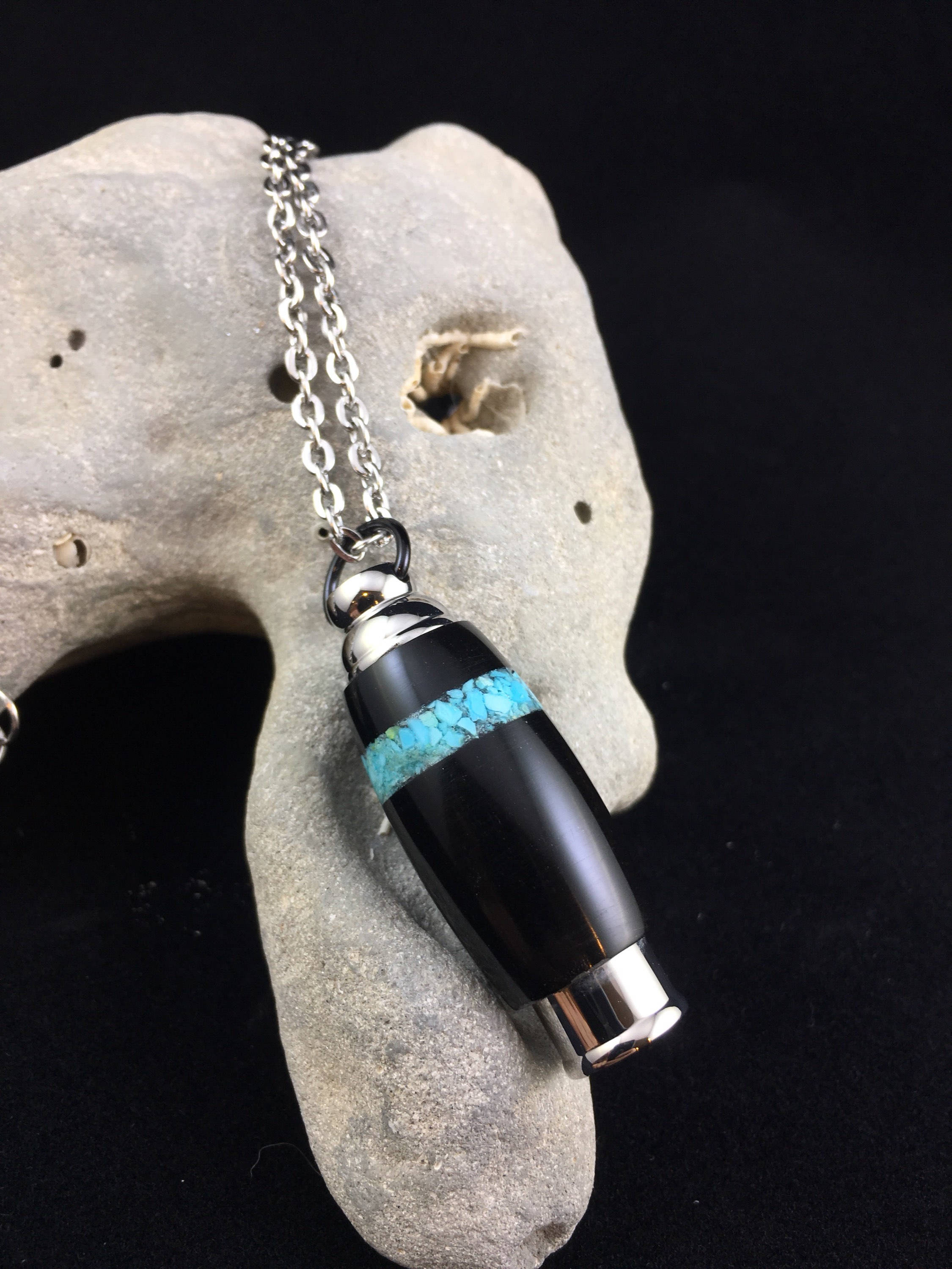 Custom Cremation Jewelry Stainless Steel And Gabon Ebony With Etsy