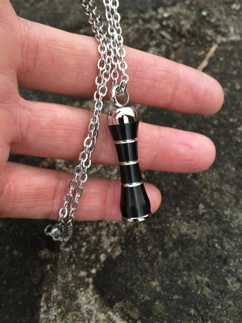 Cremation Jewelry Silver & Black Stainless Steel Cylinder Pendant Urn Necklace Ashes Necklace Stash Necklace Urn Jewelry 9171 image 1