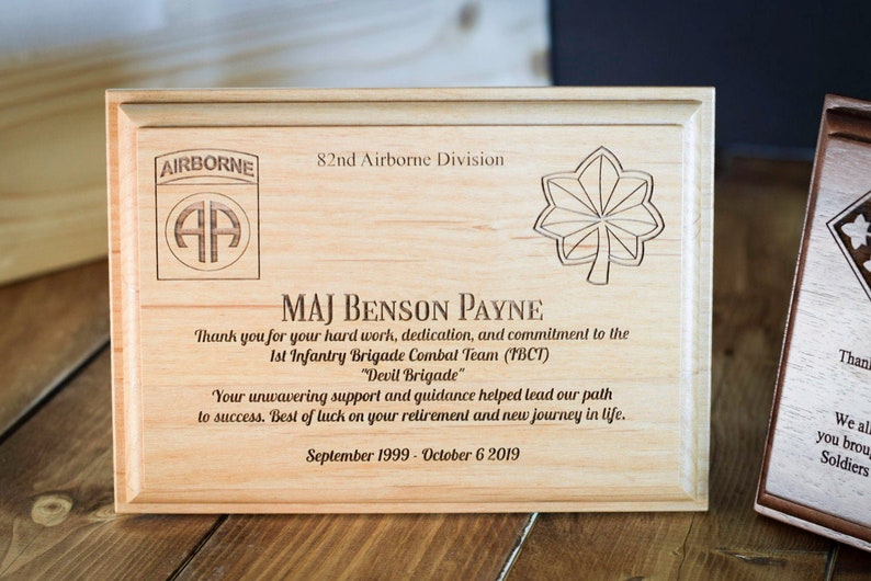 Personalized Military Gift Award / Retirement Plaque Army Etsy