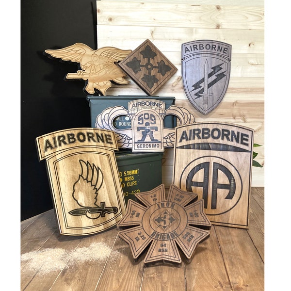 Custom Military Wood Insignia Sign Army | Navy | USMC | Coast Guard | Retirement | Gift |Award