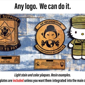 Custom Logo Wood Company Award, Gift, Military Plaque, Sign, Army, Air Force, USMC, Navy