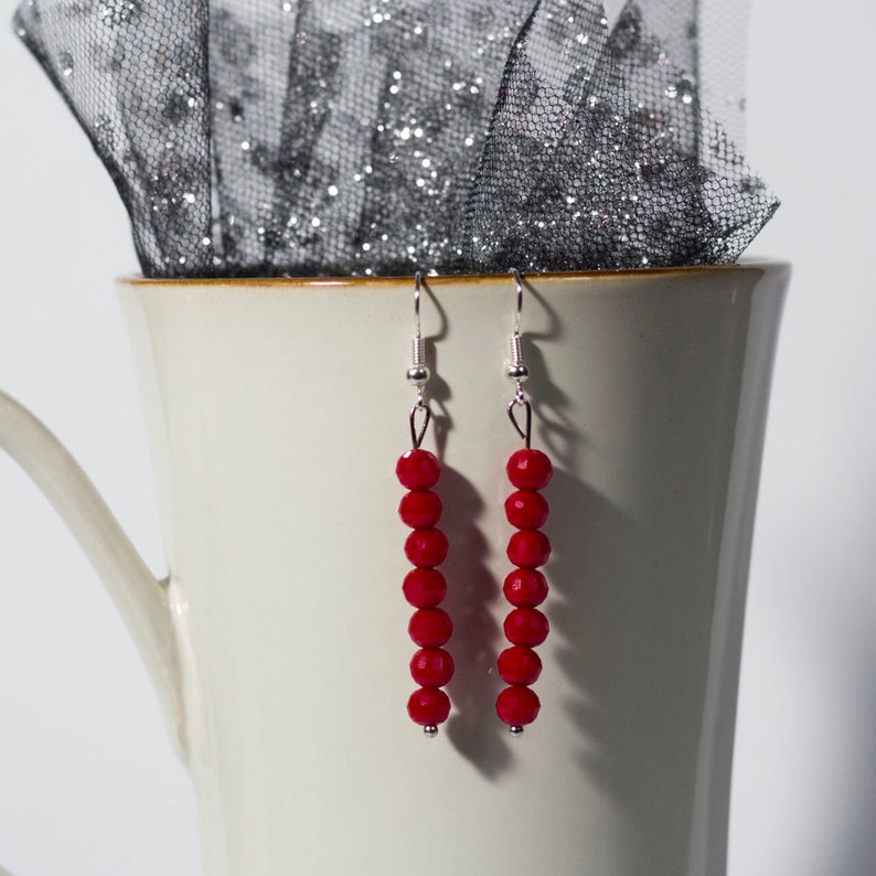 Simple Red Velvet Colored Czech Glass Beaded Earrings/Handmade Etsy