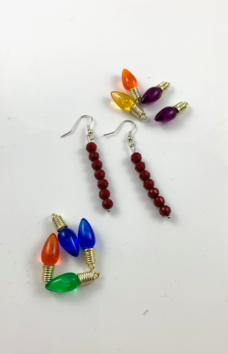 Simple Red Velvet Colored Czech Glass Beaded Earrings/Handmade Etsy