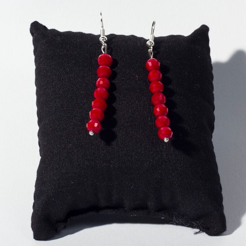 Simple Red Velvet Colored Czech Glass Beaded Earrings/Handmade Etsy