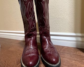Texas Brand USA Mens Size 10 EE Burgundy Leather Western Cowboy Boots Texas Brand USA Mens Size 10 EE Burgundy Leather Western  main image 3