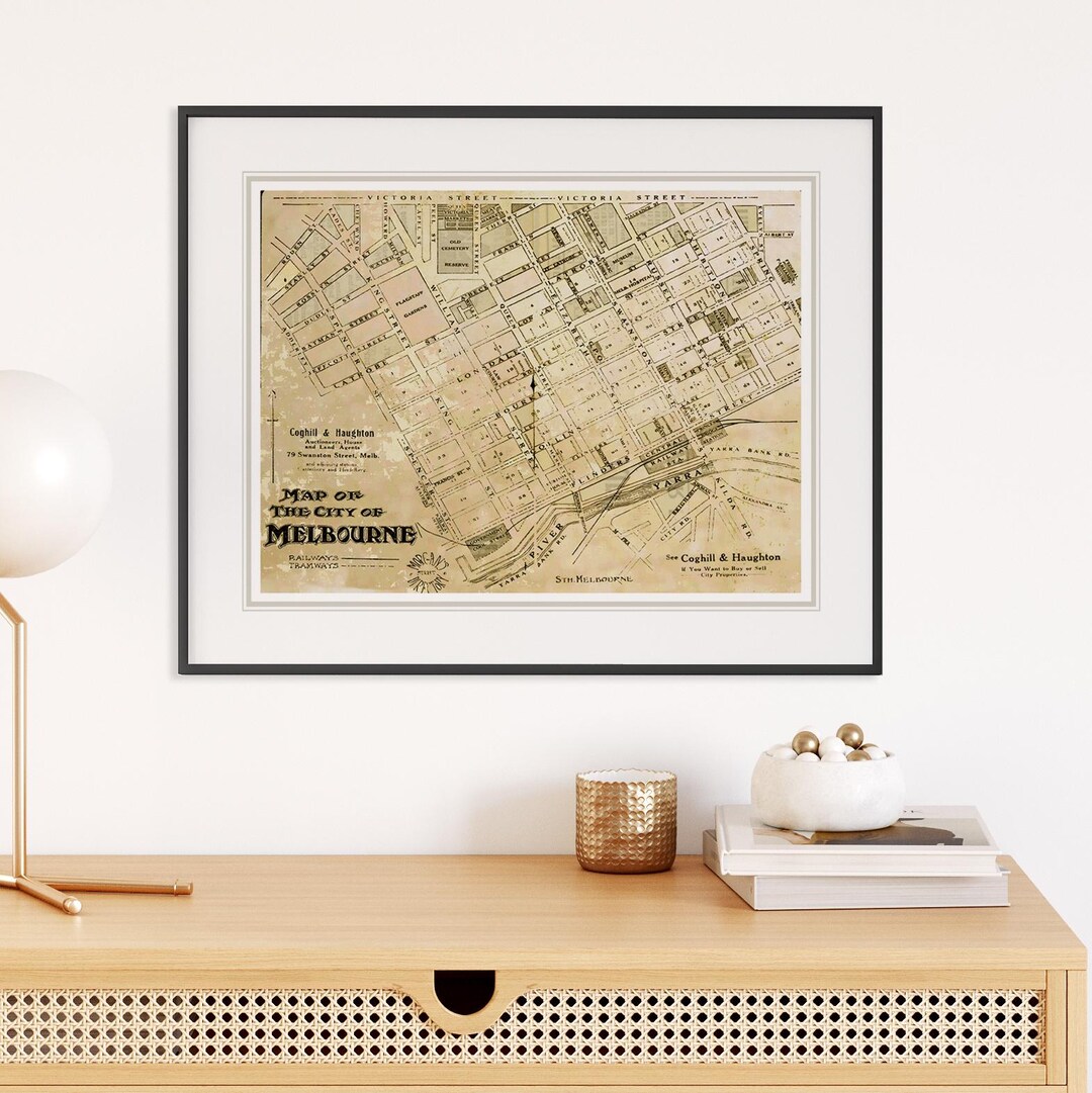 Vintage Melbourne Map - Etsy