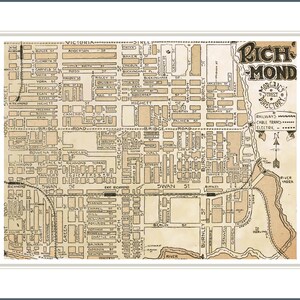 Vintage Archival Reproduction Map of Richmond no 152