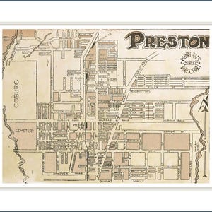 Reproducción de mapa de archivo antiguo de Preston n.º 150