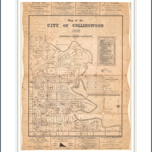 vintage archival reproduction map of collingwood  no  18