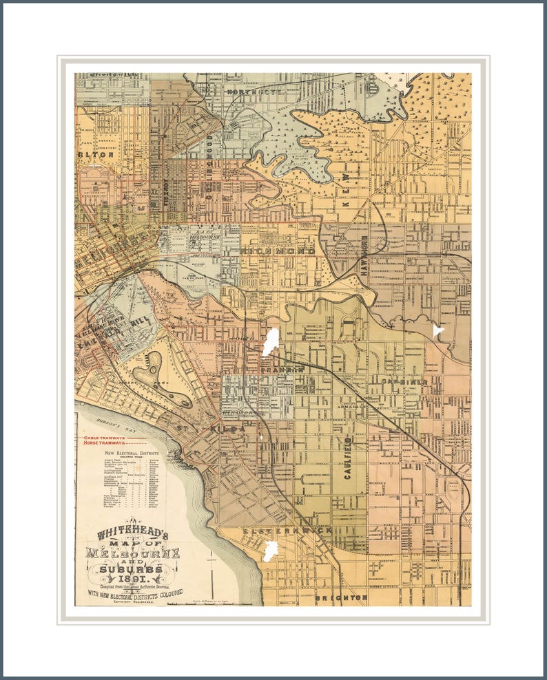 1921 Vintage Archival Reproduction Map of Melbourne No 30 - Etsy