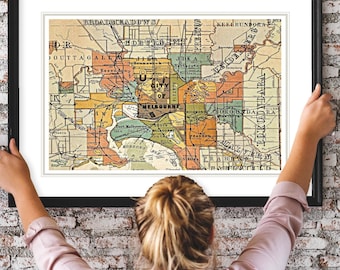 Vintage Melbourne Suburbs 3 Historical Map