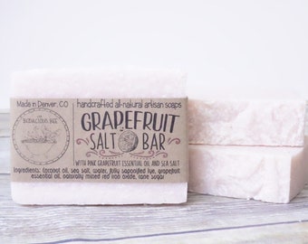 Smooth Soap Salt Bar | Grapefruit Soap, Coconut Oil Soap, Luxury Soap, Citrus Soap, Sea Salt Soap Bar, Detoxifying Soap, Detox Soap