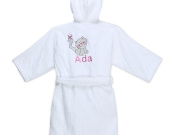 Personalized Turkish terry toddler bathrobe-Customized kids robe-Custom made cute hooded children robe-Personalized birthday gifts for kids