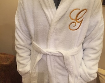 Albornoz de felpa personalizado: bata de algodón turco con monograma bordado