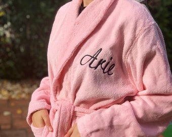 Personalized Terry Custom Embroidered Bathrobe/Adult Unisex Men Women Robes/Christmas/Bridesmaid/Anniversary/Birthday/Home/Him/Her/Gifts