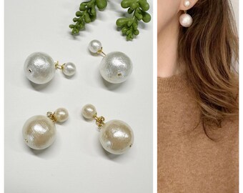 Orecchini pendenti con perle d'acqua dolce, placcati in oro 14 carati, gioielli da sposa - Italia