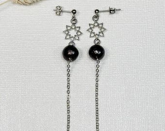 Dark Brown Color Cotton Pearl (8mm)Dangle Earrings / Invisible clip on / Push Backs / Silicone Ear Wire( allergy free) / Clip on / Gift