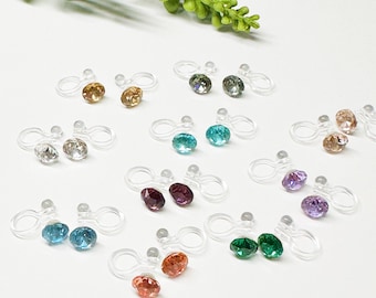 Invisible Clip-On Swarovski Stud Earrings (6mm) – Non-Pierced Jewelry