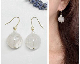 Acrylic Ball & Cotton  Pearl (4mm) Earrings / Dangle Earrings /Clip on  Earrings / Gift