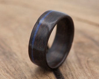 Ziricote Bentwood ring with Lapis Inlay