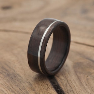 Ebony Bentwood Ring with Silver Inlay