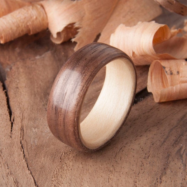 Bentwood Walnut and Maple Wood Ring