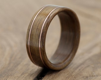 Koa Bentwood Ring with copper Inlay