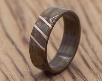 Walnut Bentwood Ring with Copper Inlay