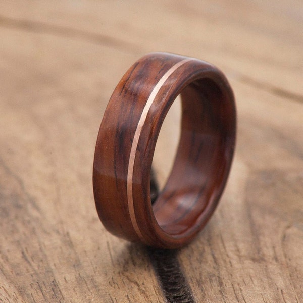 Cocobolo Bentwood Ring with Copper Inlay