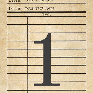 Book-themed Table Number Card – Editable Library Card Style (digital ...