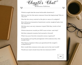 Chapter Chat: Romance Edition - Book Club Discussion Printable (Digital Download)