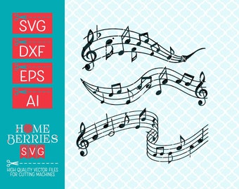 Musical Staff Bundle Music Notes svg dxf eps ai cut files for Cricut Silhouette & other cutting machines