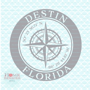 Destin Florida Heimat Koordinaten Breitengrad Längengrad Kompass Rose Nautische Lage Heimatstadt svg dxf eps ai png Dateien