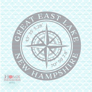 Great East Lake New Hampshire Heimatstadt Urlaub NH Home Kompass Rose Breitengrad Nautische Koordinaten svg dxf eps ai geschnitten Dateien