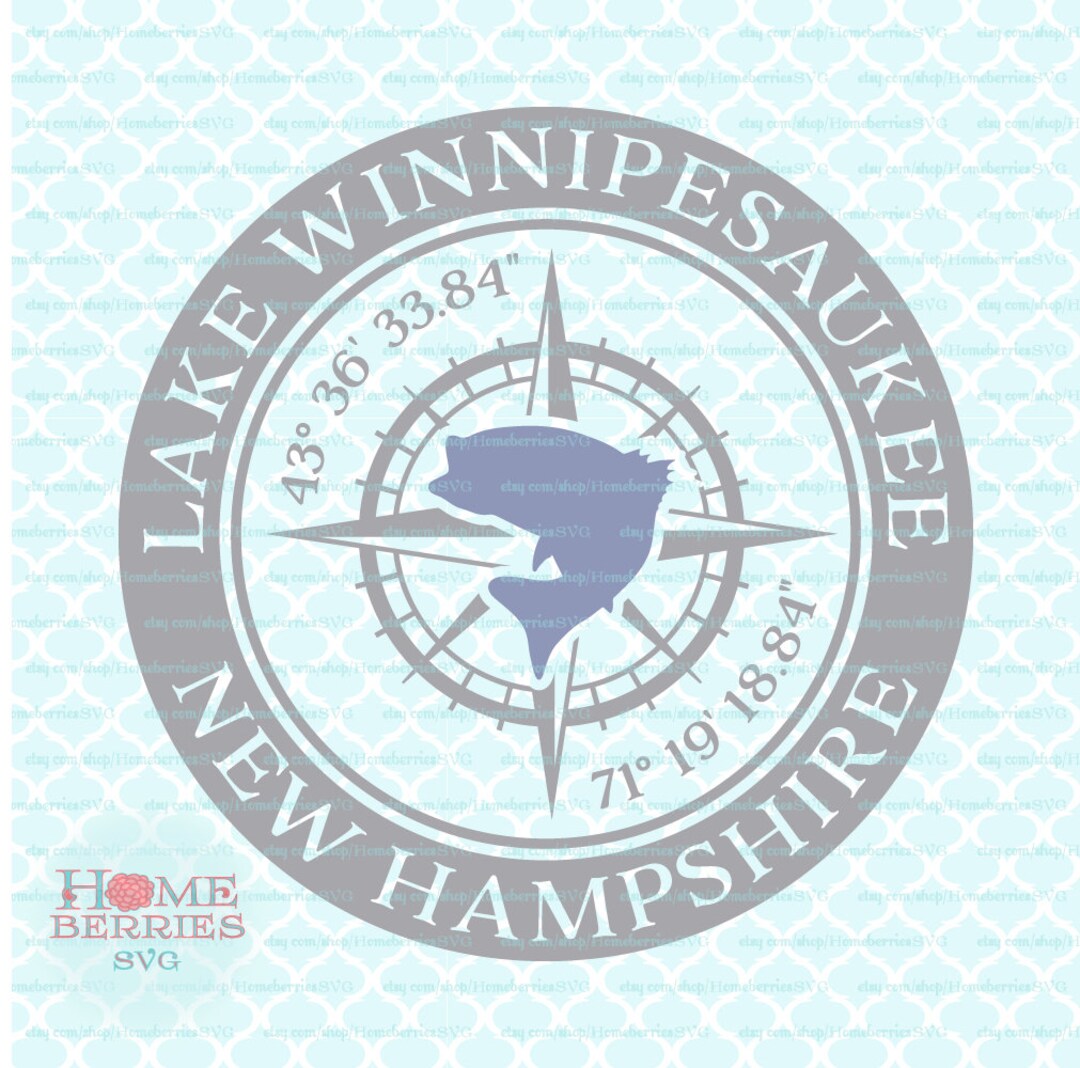 Lake Winnipesaukee New Hampshire Nautical Location Compass Rose