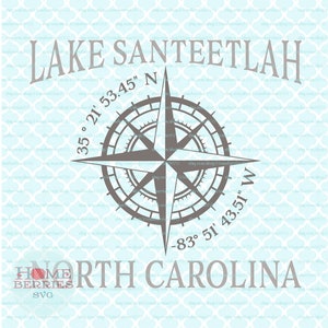 Lake Santeetlah North Carolina Breitengrad Längengrad Koordinaten Heimatstadt Kompass Rose GPS Nautik Lage svg eps ai dxf Schnittdateien