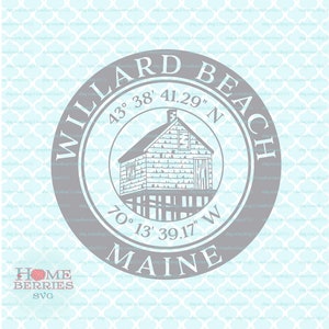 Willard Beach Maine Hometown Nautical Location Kompass Rose Koordinaten svg dxf eps ai cut Dateien für Cricut Silhouette