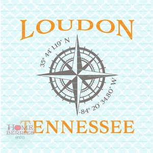 Loudon Tennessee Latitude Longitude TN Nautical Location Home Compass Hometown Koordinaten svg dxf eps ai png Dateien