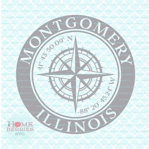 Montgomery IL Illinois Home State Heimatstadt Kompass Rose Nautische Lage Koordinaten svg dxf eps ai geschnitten Dateien