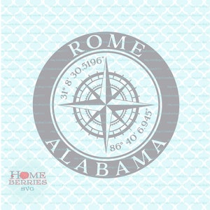Rom Alabama AL Home State Hometown Kompass Rose nautischen Standort Svg Dxf eps ai geschnitten E-Dateien für Cricut Silhouette & andere Schneidemaschinen