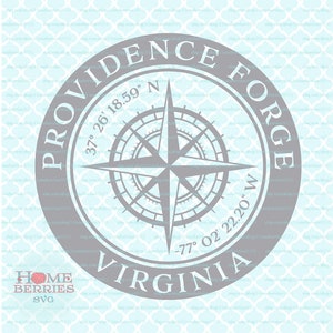 Providence Forge Virginia VA Hometown Compass Rose Latitude Longitude Nautical Location Home Coordinates svg dxf eps ai png cut files