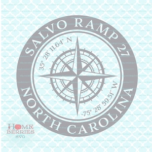 Salvo Rampe 27 North Carolina NC Nautical Location Hometown Latitude Longitude Home Compass Rose Koordinaten svg dxf eps ai png cut files