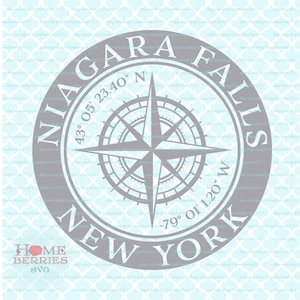 Niagara Falls New York NY Hometown Home Kompass Rose Breitengrad Längengrad Nautische Koordinaten svg dxf eps ai png Dateien